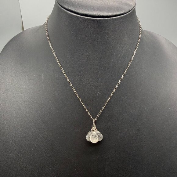 Necklace Rutilated Quartz Minimalist Sterling Silver 925 16.5 inches - Picture 3 of 7